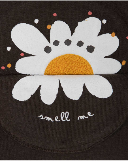 T-shirt fille en maille marron Dog'S Mix