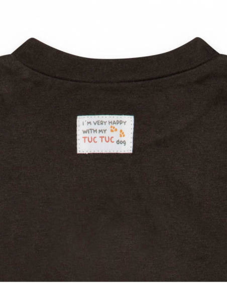 T-shirt fille en maille marron Dog'S Mix