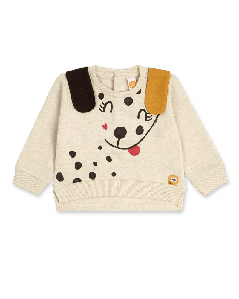 Sweat Peluche Beige Et Marron Fille Dog'S Mix