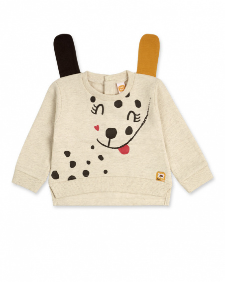 Sweat Peluche Beige Et Marron Fille Dog'S Mix