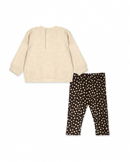 Sweat Et Legging Peluche Beige Et Marron Girl Dog'S Mix