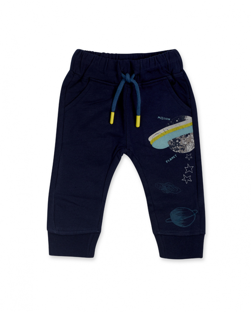 Pantalon Peluche Bleu Et Bleu Garçon Galaxy Friends