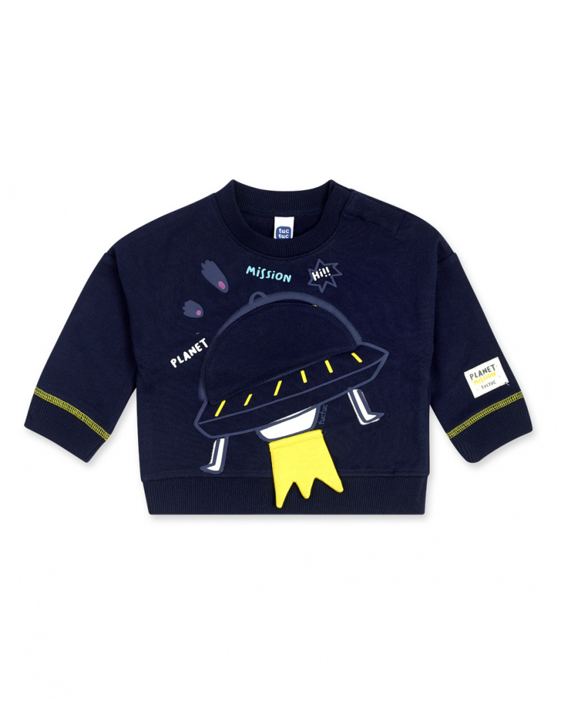 Sweat Bleu Et Vert En Peluche Garçon Galaxy Friends