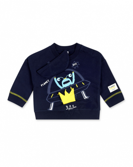 Sweat Bleu Et Vert En Peluche Garçon Galaxy Friends