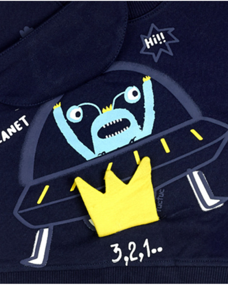 Sweat Bleu Et Vert En Peluche Garçon Galaxy Friends