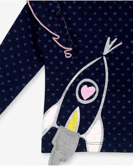 T-shirt en maille bleu et rose fille Galaxy Friends
