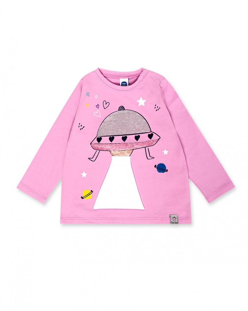 T-shirt en maille rose et bleu fille Galaxy Friends