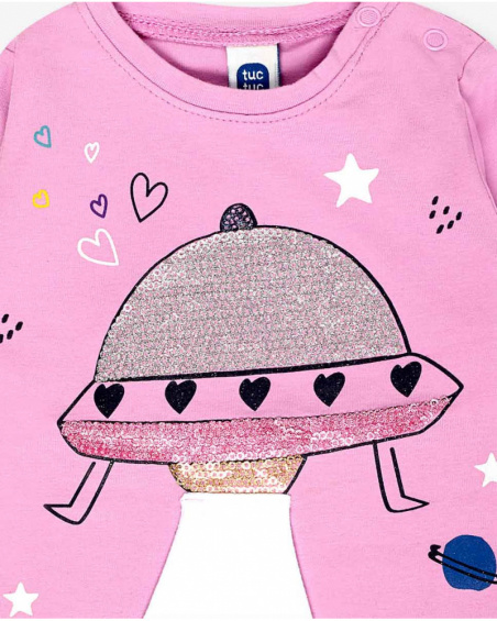 T-shirt en maille rose et bleu fille Galaxy Friends