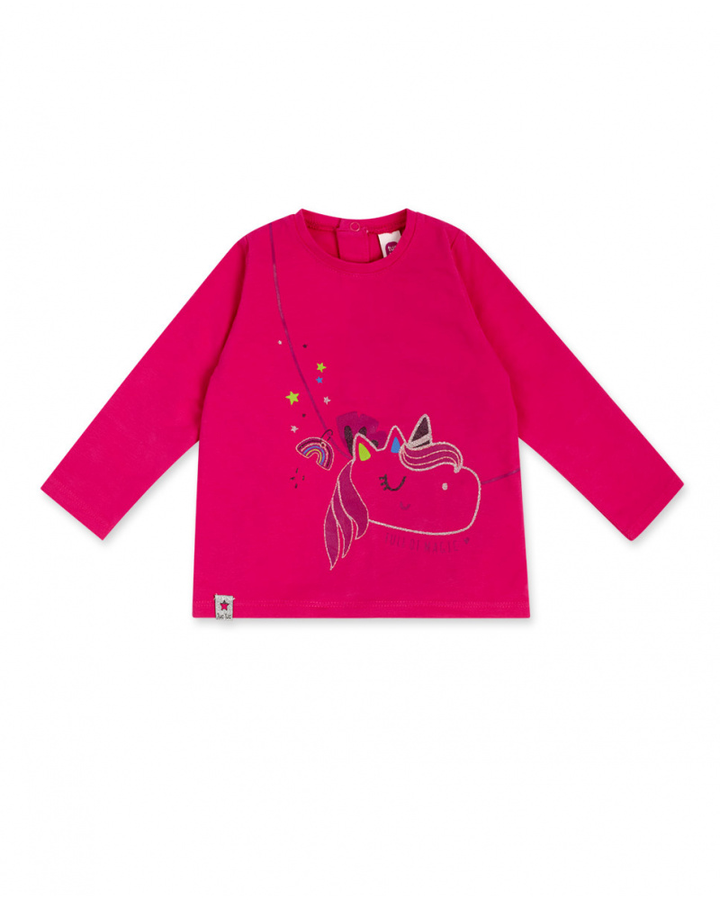 T-shirt en maille rose fille Magic