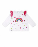 T-shirt fille en maille blanc et rose Magic T-shirt fille en maille blanc et rose Magic