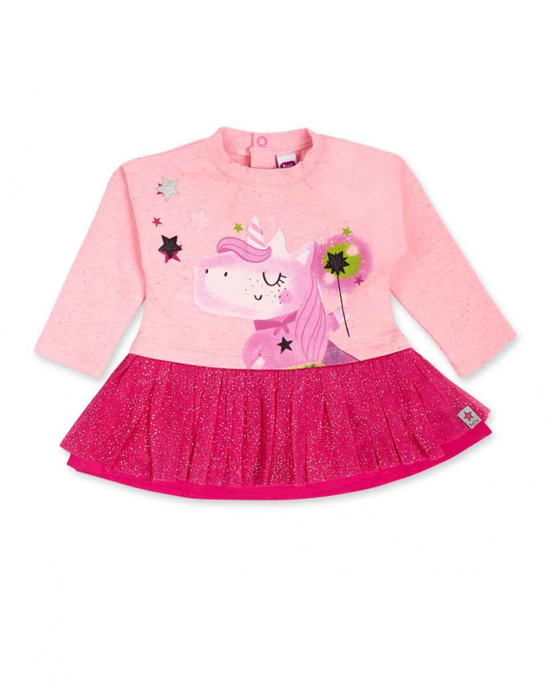 Robe Rose En Maille Et Tulle Fille Magic