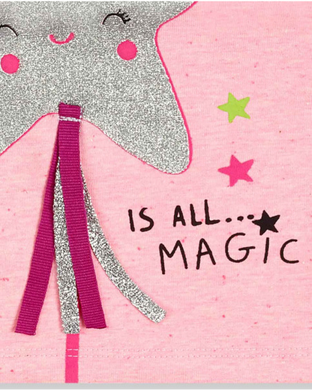 T-shirt en maille rose et gris fille Magic T-shirt en maille rose et gris fille Magic