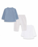 Set 3 Pièces Peluche Et Tricot Bleu Garçon Baby Circus Set 3 Pièces Peluche Et Tricot Bleu Garçon Baby Circus