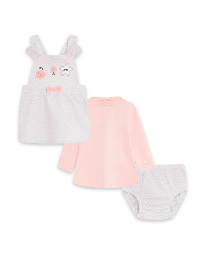 Salopette Et T-shirt En Tricot Gris Fille Baby Circus