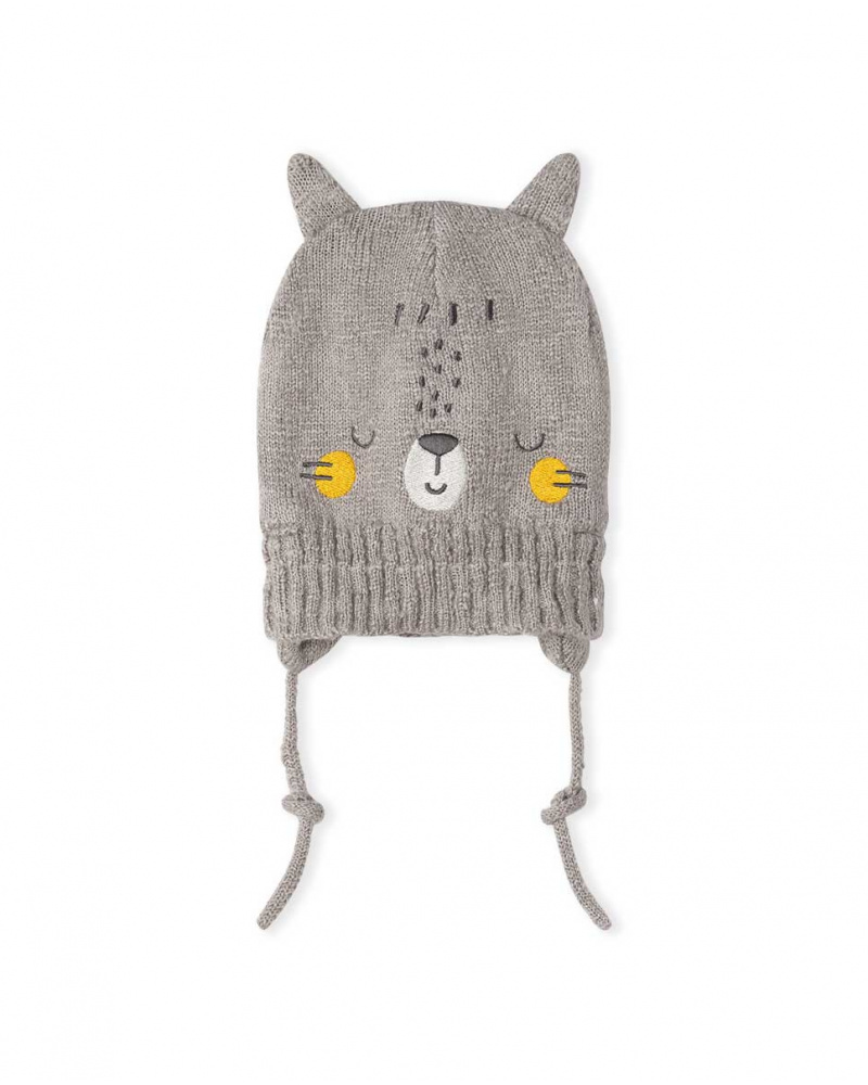 Bonnet Tricot Gris Enfant Hiver Rainbow