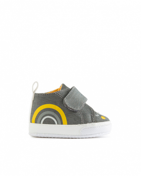 Chaussures en peluche grises garçon arc-en-ciel d'hiver
