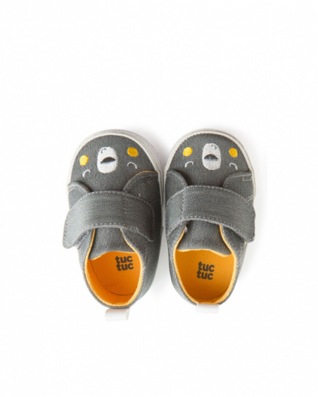 Chaussures en peluche grises garçon arc-en-ciel d'hiver