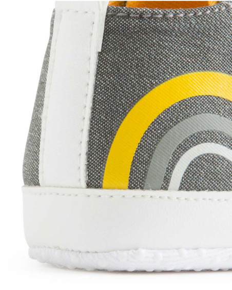 Chaussures en peluche grises garçon arc-en-ciel d'hiver