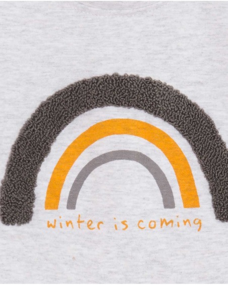 T-shirt en tricot et pantalon en peluche gris garçon