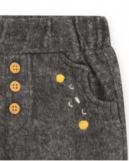 T-shirt en tricot et pantalon en peluche gris garçon