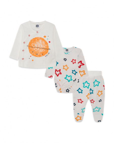 Set 3 Pièces Blanc Tricoté Fille Etoiles Collectors Set 3 Pièces Blanc Tricoté Fille Etoiles Collectors