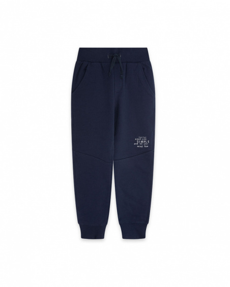 Pantalon en peluche bleu marine Boy Basics Kids W23