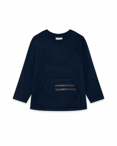 T-shirt en maille bleu marine Boy Basics Kids W23 T-shirt en maille bleu marine Boy Basics Kids W23