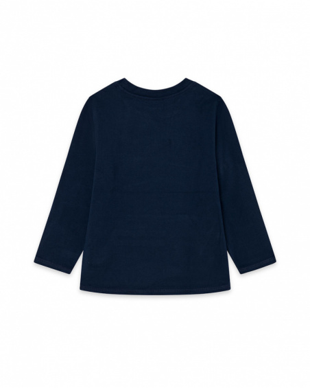 T-shirt en maille bleu marine Boy Basics Kids W23 T-shirt en maille bleu marine Boy Basics Kids W23
