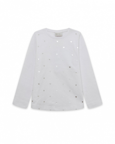 T-shirt Fille Basique Blanc en Maille Enfant W23 T-shirt Fille Basique Blanc en Maille Enfant W23