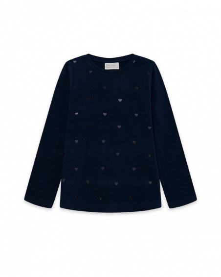 T-shirt en maille bleu marine Fille Basics Kids W23 T-shirt en maille bleu marine Fille Basics Kids W23