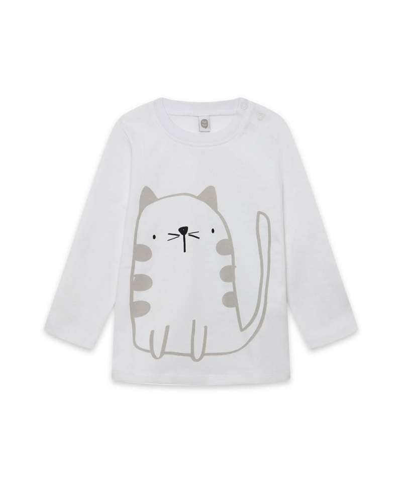 T-shirt Maille Blanc Et Blanc Garçon Basics Bébé W23