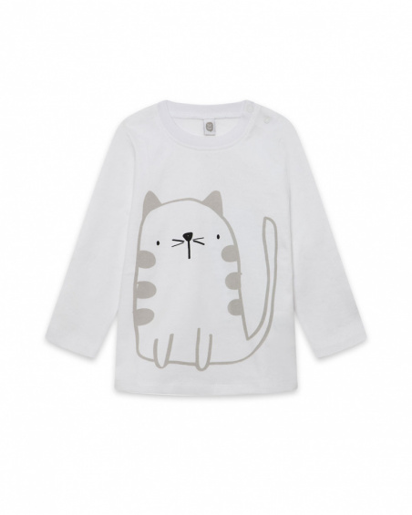 T-shirt Maille Blanc Et Blanc Garçon Basics Bébé W23 T-shirt Maille Blanc Et Blanc Garçon Basics Bébé W23