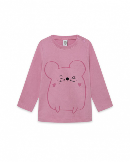 T-shirt Maille Rose Fille Basics Bébé W23 T-shirt Maille Rose Fille Basics Bébé W23