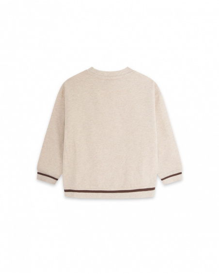 Sweat en peluche beige Sentier de randonnée garçon