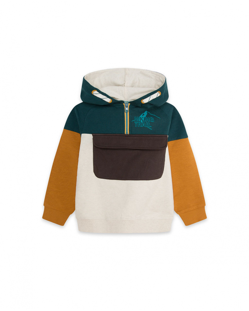 Sweat à capuche en peluche marron Sentier de randonnée garçon