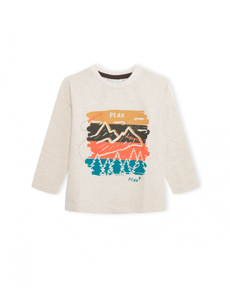 T-shirt En Maille Beige Et Marron Sentier De Randonnée Garçon