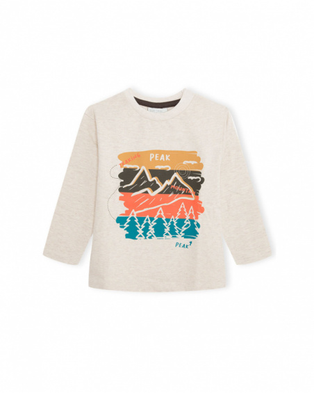 T-shirt En Maille Beige Et Marron Sentier De Randonnée Garçon