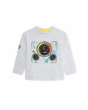 T-shirt Tricoté Gris Et Noir Garçon Speed Race T-shirt Tricoté Gris Et Noir Garçon Speed Race