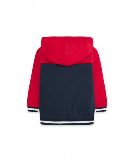Sweat Capuche Peluche Rouge Garçon Ski Explorers