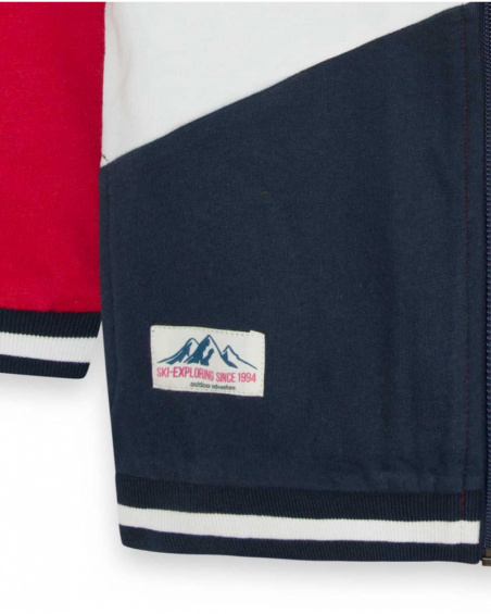 Sweat Capuche Peluche Rouge Garçon Ski Explorers