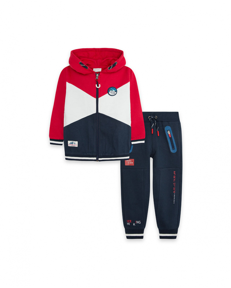 Sweat Et Pantalon Molleton Bleu Et Rouge Garçon Ski Explorers