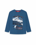 T-shirt en tricot bleu garçon Ski Explorers T-shirt en tricot bleu garçon Ski Explorers