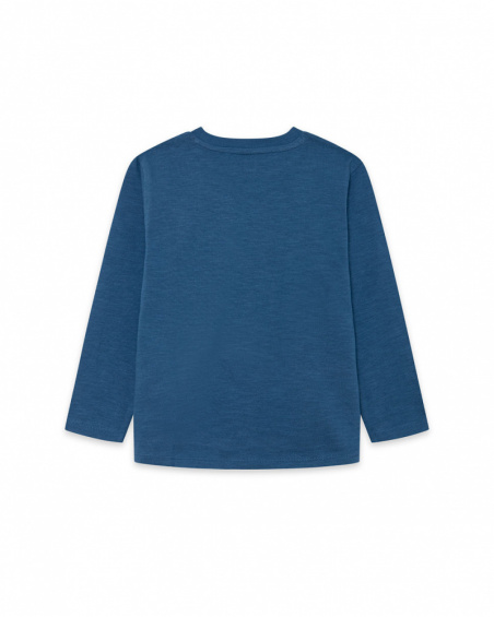 T-shirt en tricot bleu garçon Ski Explorers