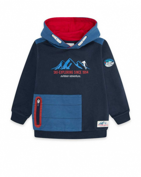Sweat Peluche Bleu Et Rouge Garçon Ski Explorers Sweat Peluche Bleu Et Rouge Garçon Ski Explorers