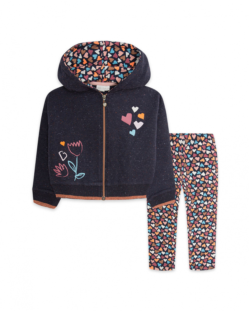 Sweat Peluche Bleu Et Legging Fille Night Garden