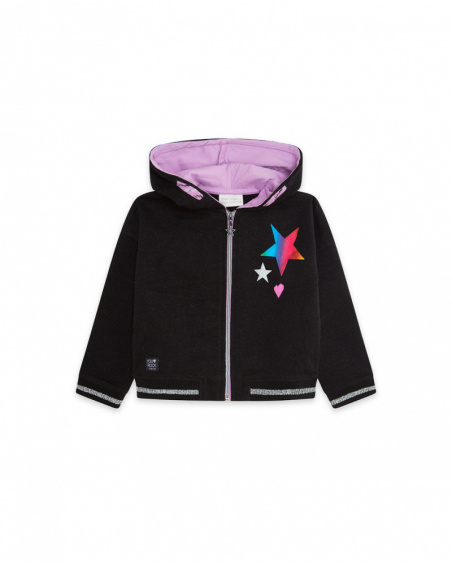 Sweat Capuche Peluche Noir Fille Glam Rock Sweat Capuche Peluche Noir Fille Glam Rock