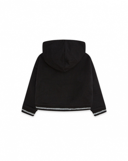 Sweat Capuche Peluche Noir Fille Glam Rock Sweat Capuche Peluche Noir Fille Glam Rock