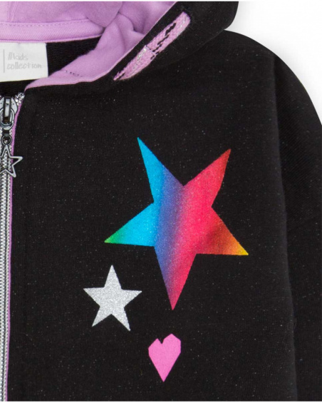 Sweat Capuche Peluche Noir Fille Glam Rock Sweat Capuche Peluche Noir Fille Glam Rock
