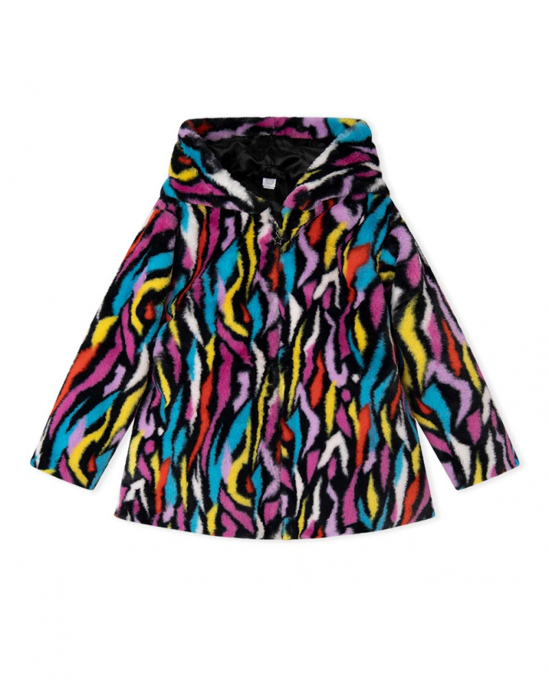 Manteau de fourrure noir Glam Rock Girl