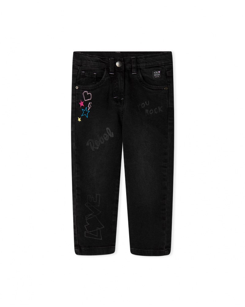 Pantalon Denim Noir Fille Glam Rock